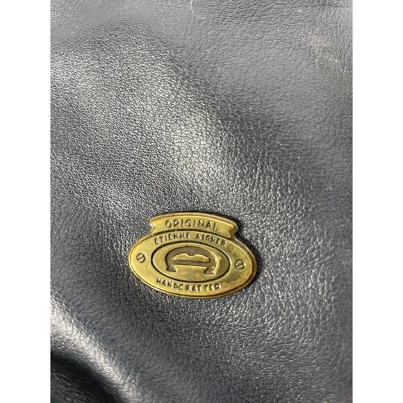 Vintage Etienne Aigner Navy Blue Genuine Leather Purse Handbag Tote - Picture 11 of 14